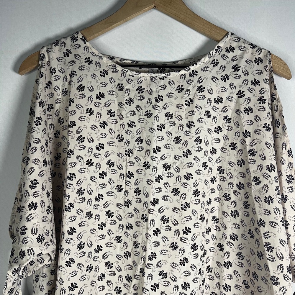 Nelco Fashion Women Small Pale Pink Paisley Printed Open Tie Sleeve Blouse‎ USA - Picture 2 of 6